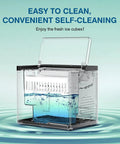 Portable Countertop Ice Maker That Churns Out 9 Ice Cubes In 6 Minutes, 26 Lbs Per Day, Obsidian Black, self-cleaning feature