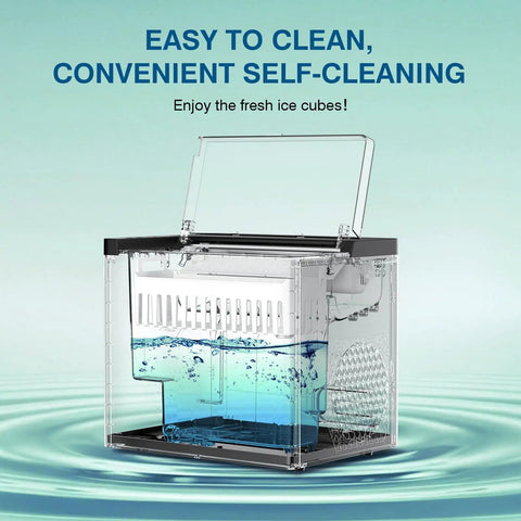 Portable Countertop Ice Maker That Churns Out 9 Ice Cubes In 6 Minutes, 26 Lbs Per Day, Obsidian Black, self-cleaning feature