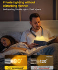 Man reading with Upgraded LED Neck Reading Light With Thirty Minute Timer Three Color Temperatures And Three Brightness Levels