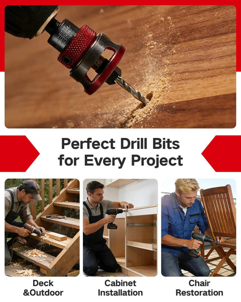 9 Piece Countersink Drill Bits Set With 82 Degree Countersinks, 5 Two Flute TCT Alloy Tapered Bits And Adjustable Depth Stop Collar for woodworking