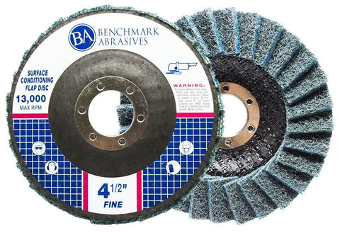 4-1/2 Inch Type 29 Surface Conditioning Flap Discs For Angle Grinders, 7/8 Inch Arbor, Fine Grit, 5 Pack For Blending, Grinding, Sanding And Polishing Metal