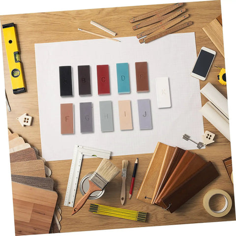 DIY Floor Repair Kit For Cracked Tiles And Surfaces With Wax Block, Quick Heat Technology, tools and wax blocks laid out on table.