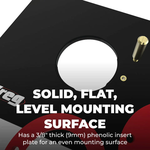 Heavy Duty Phenolic Router Table Insert Plate Fits Triton MOF001 And TRA001 Routers with a 3/8 inch thick mounting surface.