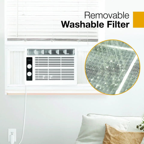 No Sweat 5000 BTU Energy Efficient Window Air Conditioner And Dehumidifier For Rooms Up To 150 Square Feet Featuring Quick Window Mounting Kit For Chill Days Ahead In Crisp White Finish