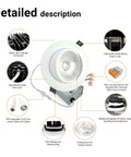 Detailed view of 4 Inch Gimbal LED Recessed Light with 360 Degree and 90 Degree Adjustable Directional Ceiling Fixture components