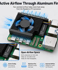 Active cooling setup with aluminum fins and PWM fan for Raspberry Pi 5 boards. Keeps your rig ice cold on Raspberry Pi five boards with this quiet active cooler featuring a slim aluminum heatsink and pre applied thermal pads for steady chill on four and eight gigabyte sets during heavy computing grinds.