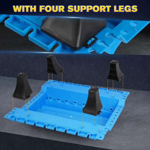 Blue Pro Grade Engine Part Organizer Nylon Tray for Valves and Engine Parts with four support legs.