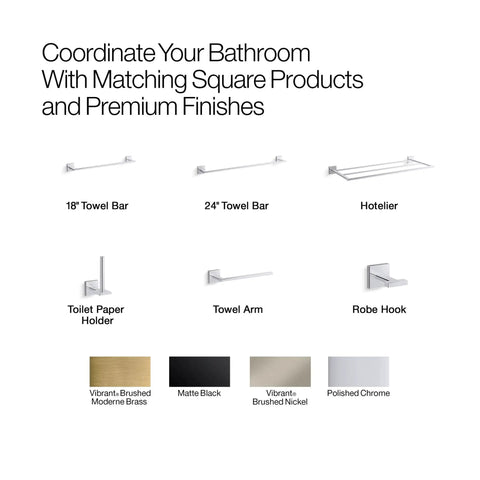 Square 24 Inch Towel Bar In Polished Chrome Dope Modern Bathroom Accessory With Clean Lines Easy Mount Durable Steel