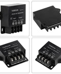 Input Range 12V To 24V To 5V 3A 15W DC Power Converter for cars, black casing, multiple angles and terminals visible