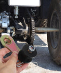 Heavy Duty Motorcycle Chain Tensioner Kit With Anti-Slip Guide Roller For Off-Road Bikes Easy Install Iron Plastic Build Keeps Your Ride Tight And Smooth For Serious Trail Days installed on rear chain
