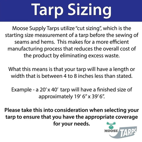 Tarp sizing information for Heavy Duty Waterproof Tarp 20x25 Ft Reversible Green And Brown 12 Mil Thick Poly Sheet