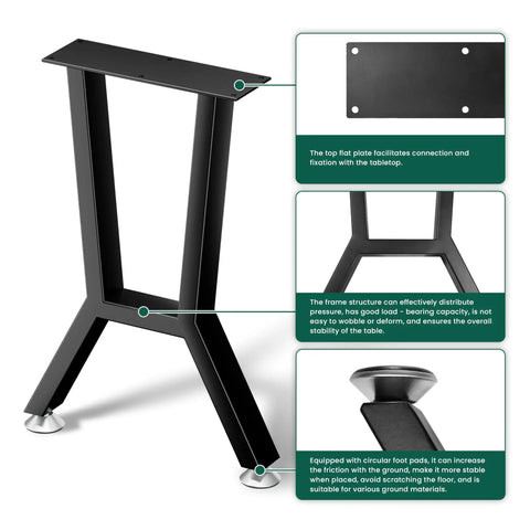 Two 16 Inch Metal Table Legs With Adjustable Leveling Glides Matte Black Finish DIY Friendly Perfect For DIY Coffee Tables Desks Or Benches Easy Install Strong Industrial Style