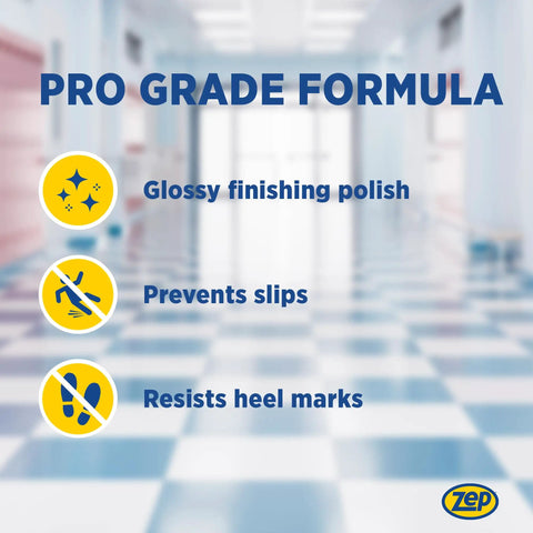 Pro grade formula for Wet Look Floor Polish 1 Gallon for a Killer Gloss, glossy finish, slip prevention, heel mark resistance.