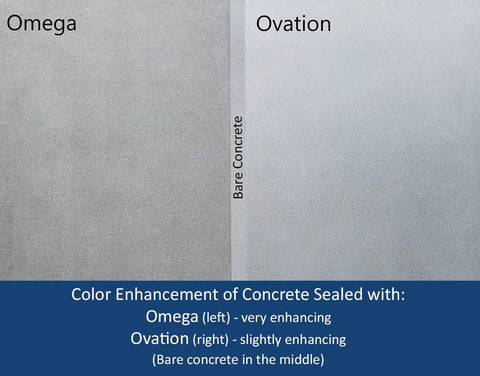 Color comparison of concrete sealed with Straight Up Professional Grade Water Based Urethane Concrete Countertop Sealer Clear Low Sheen Finish 24 Oz Kit.