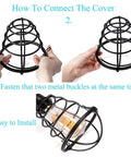 Instruction guide showing how to assemble Vintage Industrial Black Metal Cage Ceiling Light Semi Flush Mount Fixture E26
