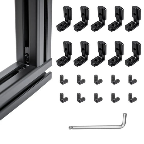 Inside Corner Brackets For 40 Series 8mm T Slot Aluminum Profiles 10 Sets Black Ball End Hex Wrench Included