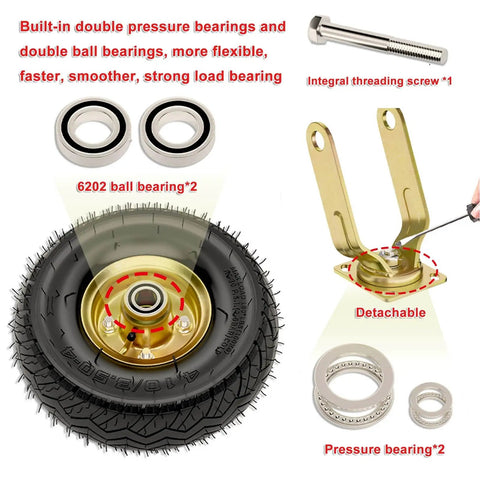 Built Tough Heavy Duty Caster Wheels Pack with double ball bearings and detachable top plate features