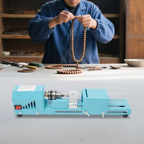 Compact Mini Lathe Machine For Table Workbench Precision Wood Turning Milling Tool With 96W Copper Motor used for bead crafting.