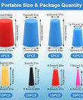 Dimensions of Pro Grade Heavy Duty All Purpose High Temp Silicone Rubber Tapered Plugs Kit 110 Piece Set With 8 Sizes