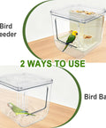 Top Shelf Cage Mounted Bird Feeder Keeping The Mess At Bay With Non Spill Design And Plenty Of Seed Space Featuring A Solid Perch For Your Feathered Friends To Chow Down In Comfort, transparent feeder and bath for birds.