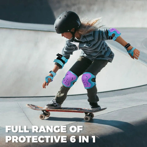Kickin Safe Kids Protective Gear Set Knee Pads Elbow Pads Wrist Guards for Roller Skating BMX Cycling Skateboarding