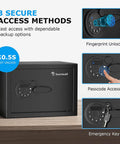 Biometric Safe Box With Fingerprint Lock And Electronic Keypad, Removable Shelf For Valuables Jewelry And Documents, 0.6 Cu Ft Capacity