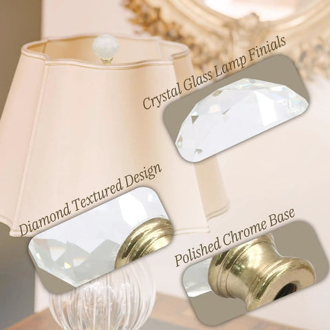 Sleek Clear Crystal Lamp Finials Two Pack With Polished Gold Screw Bases Solid Pick For Floor And Table Lamps To Quick Boost Your Home Decor Game Today, showcasing detailed design.