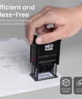 No Sweat Self Inking Date Stamp Engineered For Quick Adjustable Marking With Crisp Bright Impressions That Dry Fast on invoice paper.