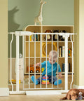 Walk Through Pressure Mounted Baby Gate For Narrow Openings 24.2 To 29 Inches Wide, 30 Inches Tall, installed in a playroom doorway