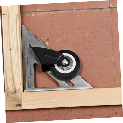 Heavy Duty Folding Barn Door Hardware Kit With Silent Bearing Casters Runs Dead Quiet Sliding Roller System For Closet Wardrobe with a black caster wheel close-up on a measuring tool.