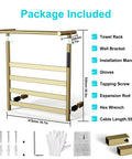 Brushed Gold Stainless Steel 4 Bar Wall Mounted Towel Warmer With Top Shelf Smart Timer Delivers Quick Heat In Minutes 131 To 141 Fahrenheit Package Included