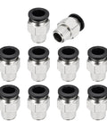 10 Pack Push To Connect Fittings For 1/4 NPT Brass Male Adapters, 0.39 In Tube OD, Nickel Plated Air Line Quick Connects, Straight Pneumatic Fittings
