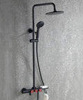 CUTPOIY Shower Set, Wall Bathroom Shower Mixers, Black Golden Brass Rainfall Concealed Shower System Embedded Box Mixer Valve, 10 Inch-A with handheld and rainfall shower heads.