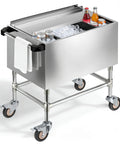 Mobile Ice Bin 26 By 20 Inch With Sliding Lid Insulated Stainless Steel Ice Chest On Casters With 2 Bottle Holders Commercial Ice Bin For Bar Restaurant Pub Great Ice Retention And Seamless Interior