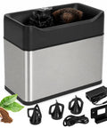 Top Shelf Electric Portafilter Cleaner With Automatic Dual Brush Fits 51mm And 58mm Filters showing silver and black design accessories.