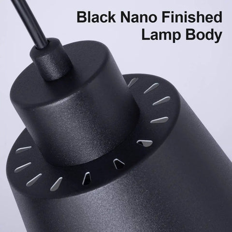 Close-up of Black Pendant Light For Kitchen Island With Adjustable Cord And 5.94 Inch Metal Shade showcasing nano finish