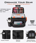 Karryall Tackle Bags Water Resistant Gear Storage with open compartments showing tackle trays and pockets