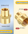 Three Pack Brass Pipe Fittings 3/8 Inch Female NPT To 1/4 Inch Female NPT Brass Coupling Hex Head Connector for air oil LP gas