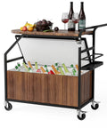 Patio Cooler With Built In Table And Bottle Opener For Outdoor Parties, Rolling Ice Chest With Drainage, Deck Or Poolside Use