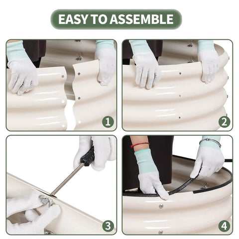 Assembly steps of Galvanized Raised Garden Bed Kit For Outdoor Use Metal Planter Boxes 4x2x1 ft Weatherproof Raised Beds