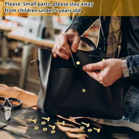 Straight Up Top Shelf Brass Leather Rivet Kit With 154 Pieces Of Durable Hardware Fasteners Ready For Any DIY Craft Or Repair Job Comes With Two Stud Lengths And A Snug Carry Case