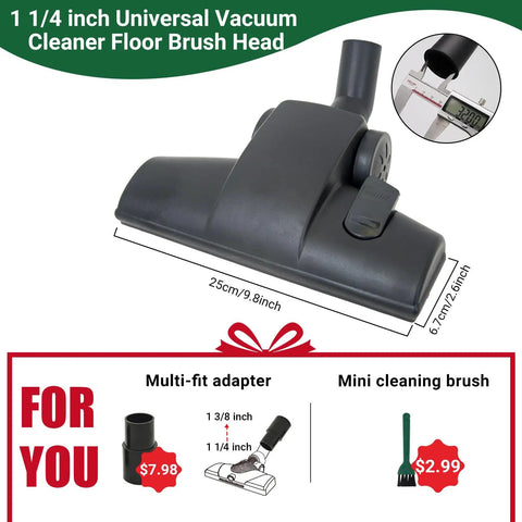 Universal 1.25 Inch 32mm Vacuum Cleaner Brush Head With Dual On Floor And Carpet Modes Fits Most Major Brands
