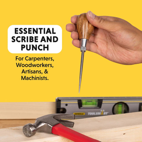 Handy Scratch Awl With Hardwood Handle For Scribing Layout Work And Piercing Wood Alloy Steel Blade Rust Resistant Carpenter Tool For Detailed Marking And Hole Punching