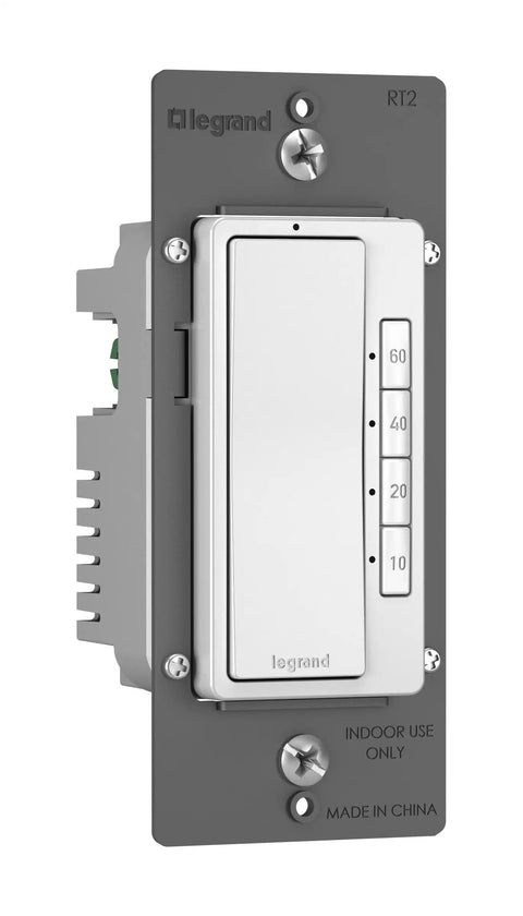 Radiant Digital Countdown Timer Rocker Light Switch For Home Lighting Control With Locator And Time Indicator White