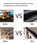 Before and after of 5 Inch Gutter Brush Guard Kit For DIY No Tools 10 Pack 32 Ft Leaf Guard, showing debris removal and clean gutter