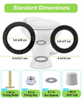 Heavy Duty RV Toilet Seal Repair Kit With Flush Ball Washer And Tough Bottom Gasket For Dometic 300 310 320 dimensions and hardware details.