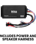 4 Channel ATV UTV Marine Amplifier With Bluetooth Remote Plug And Play, 125W Max Per Channel, weatherproof, includes harness