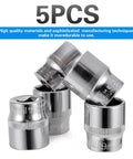 5-Piece 19mm Shallow Sockets Set With Three Eighths Inch Drive, 6-Point, Corrosion-Resistant Design displayed in a stack