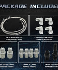 Beefy 70 Inch Flexible Stainless Steel Braided Transmission Cooler Lines Kit with adapters and hoses displayed