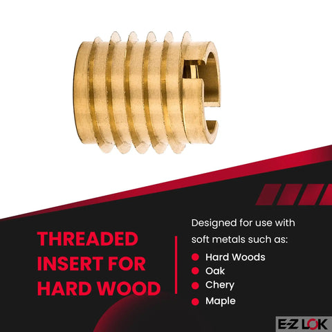 Knife Threaded Wood Inserts For Hard Wood With Brass Threads Three Eighths By Sixteen Internal Threads Zero Point Six Two Five Inch Length